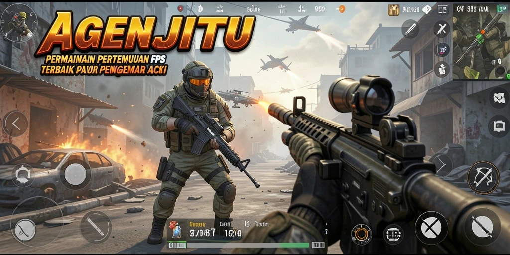 Screenshot AGENJITU menampilkan aksi seru dalam permainan FPS yang mendebarkan.