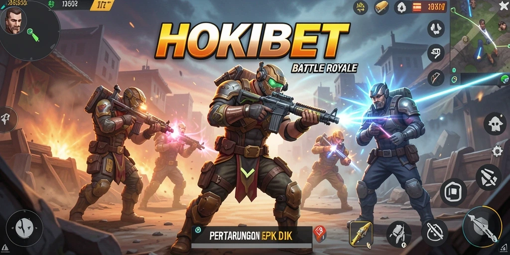Tangkapan layar gameplay HOKIBET dalam aksi pertarungan Battle Royale.