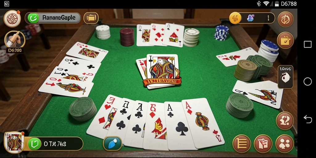 Screenshot gameplay ID6788 menampilkan suasana permainan Gaple yang seru.