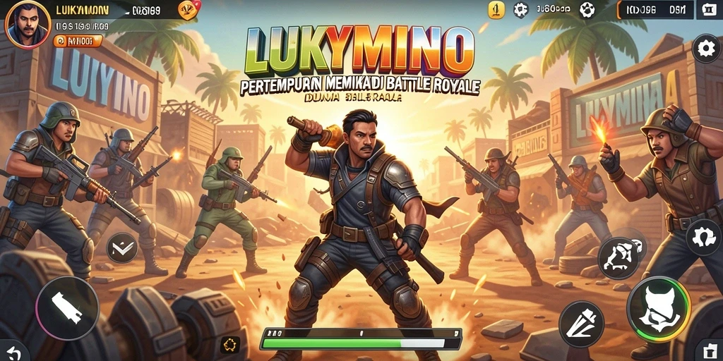 Gameplay intens LUKYMINO di arena pertempuran.