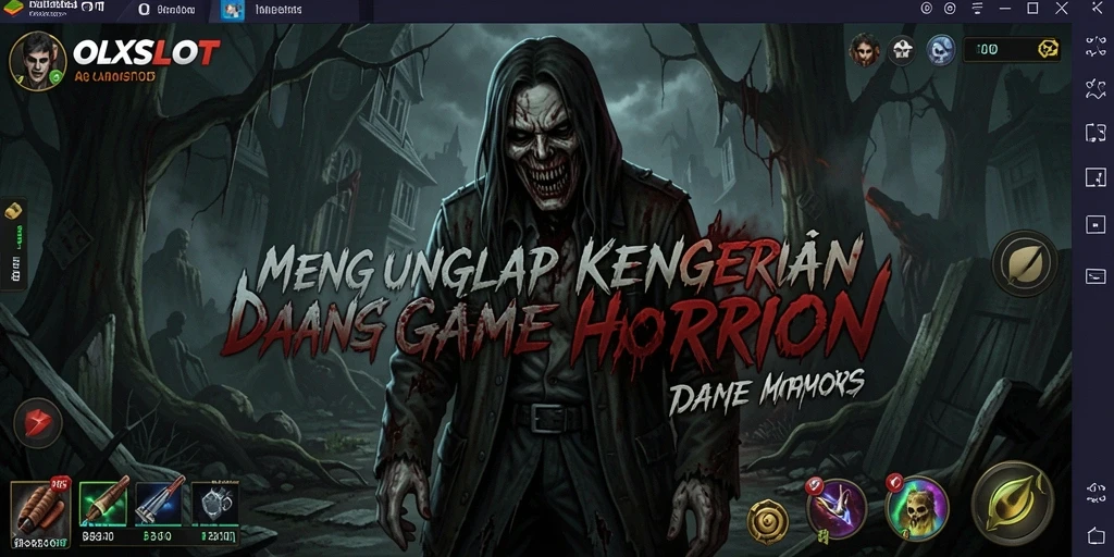 Screenshot OLXSLOT menampilkan karakter dalam situasi mencekam di lingkungan gelap.