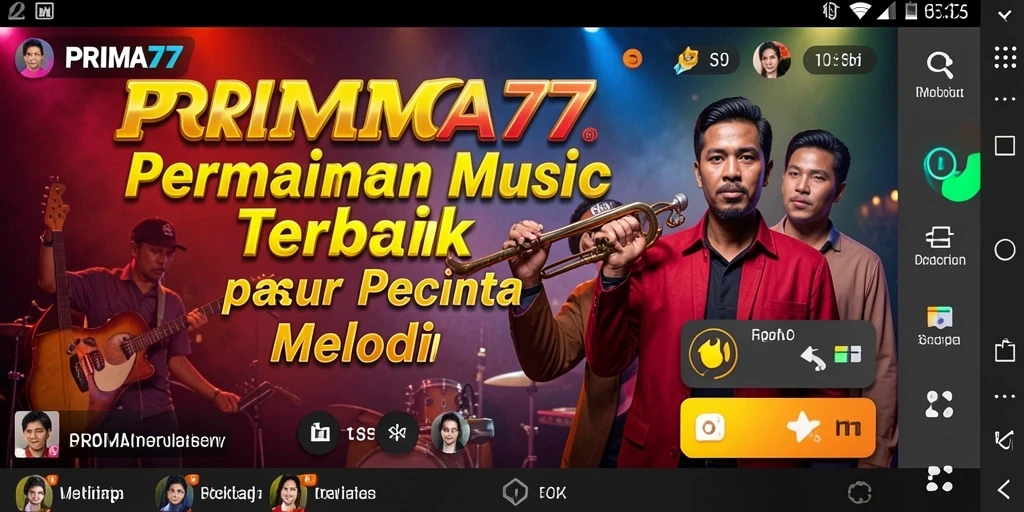 Tampilan gameplay PRIMA77 dengan interaksi musik yang seru.
