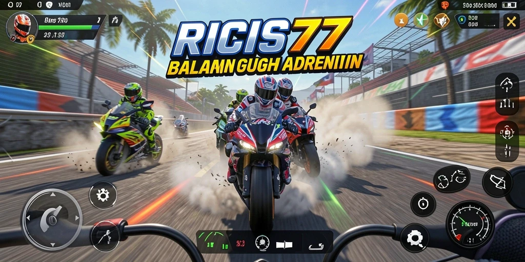 Tampilan gameplay seru RICIS77 yang menguji kecepatan dan keterampilan balap.