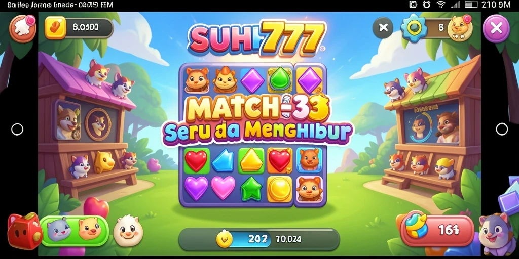 Tampilan menarik dari permainan Match-3 SUHU777 yang seru.