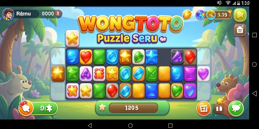 Gameplay seru WONGTOTO dalam Match-3 yang penuh warna.